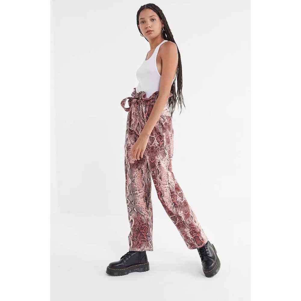 House of Sunny Snake Print Paperbag Trouser Pant 4 - Picture 3 of 6